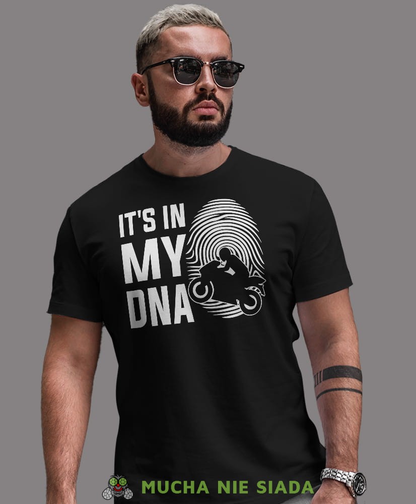 Męska Koszulka motocyklowa - It's in my DNA odcisk palca motocyklista