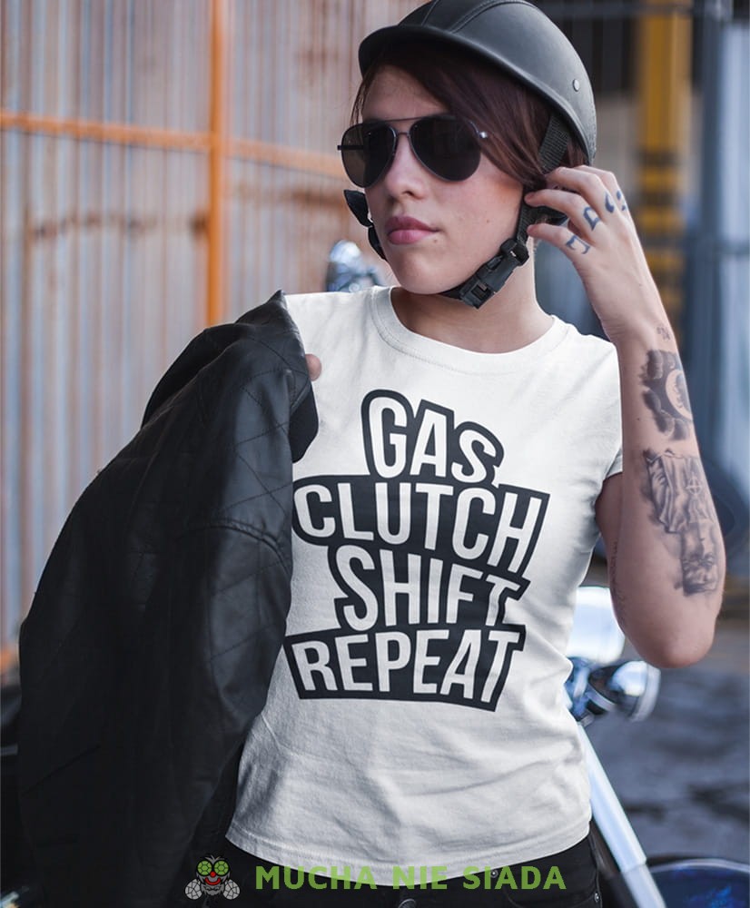 Damska koszulka motocyklowa - Gas clutch shift repeat