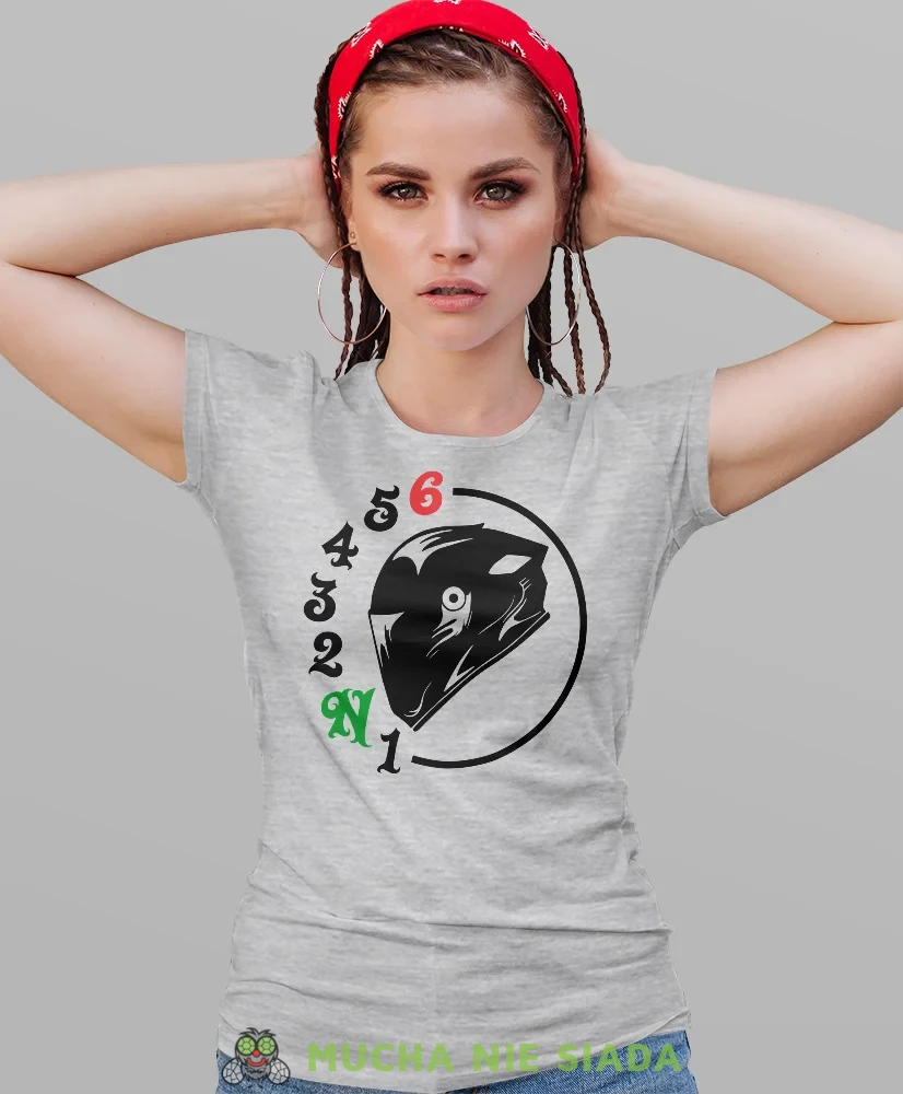 Damska koszulka motocyklowa - Jeden w dół pięć w górę kask motocylowy