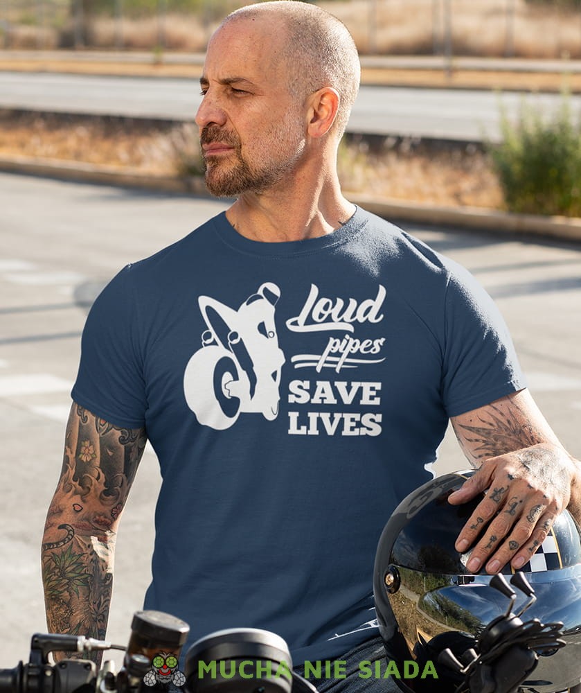 Męska Koszulka motocyklowa - Loud pipes save lives