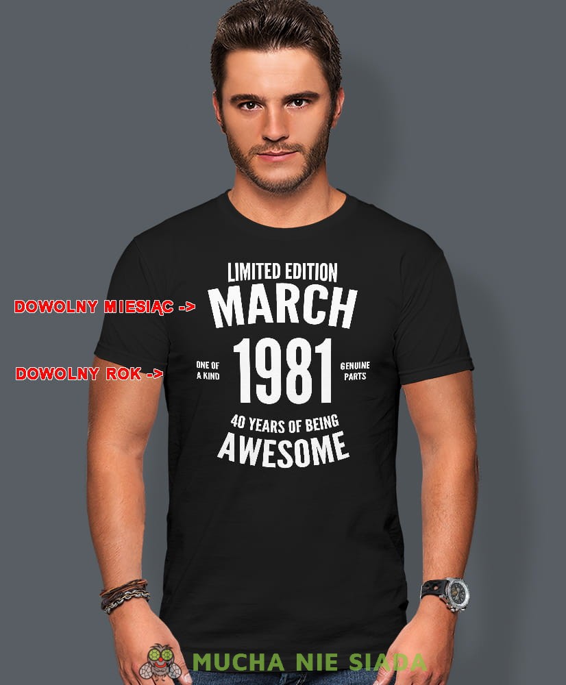 Męska koszulka Urodzinowa - Limited edition years of being awesome