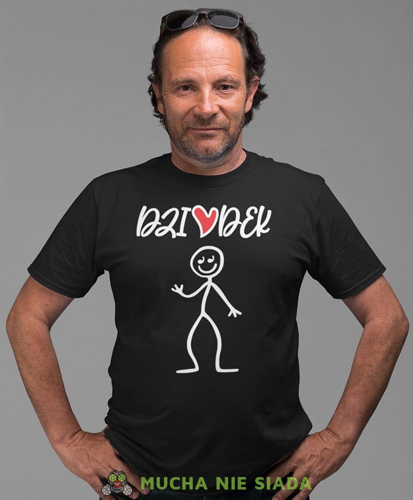 Dziadek serce, czarna koszulka męska dla dziadka, na urodziny, na dzień dziadka, na prezent, mucha nie siada, mns sklep.jpg