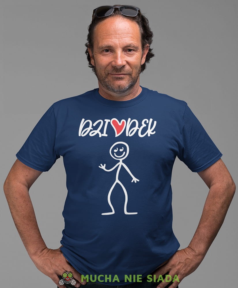 Dziadek serce, granatowa koszulka męska dla dziadka, na urodziny, na dzień dziadka, na prezent, mucha nie siada, mns sklep.jpg