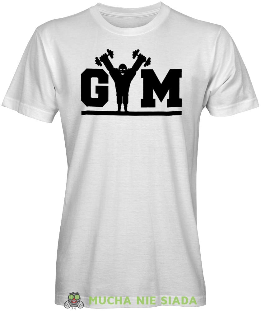 Gym, siłacz, biała męska koszulka na siłownię koszulka sportowa, crossfit, na siłownię.jpg