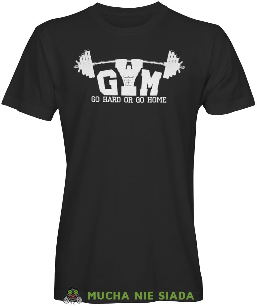 Gym go hard or go home, czarna męska koszulka na siłownię koszulka sportowa, crossfit, na siłownię.jpg