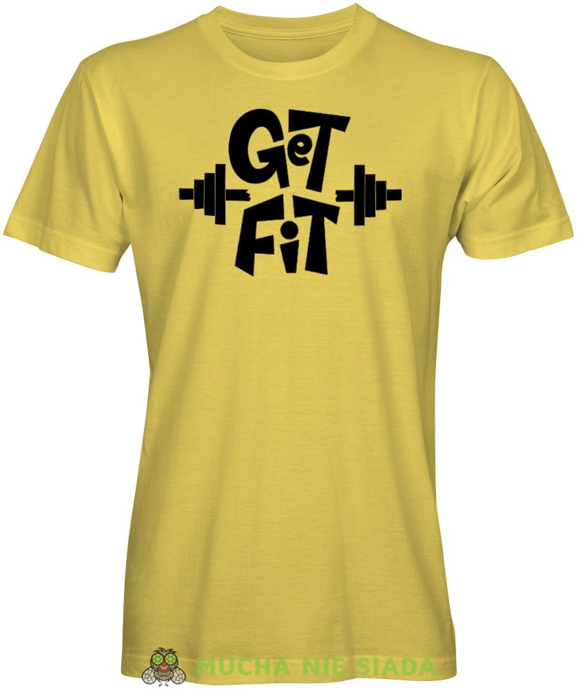 Get Fit, żółta koszulka na siłownię, męska koszulka, koszulka sportowa, crossfit, gym, na siłownię.jpg