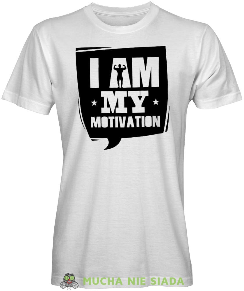 I am my motivation, biała koszulka na siłownię, męska koszulka, koszulka sportowa, crossfit, gym, na siłownię.jpg