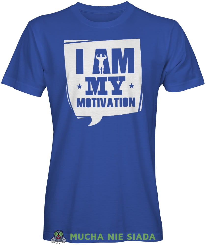 I am my motivation, niebieska koszulka na siłownię, męska koszulka, koszulka sportowa, crossfit, gym, na siłownię.jpg