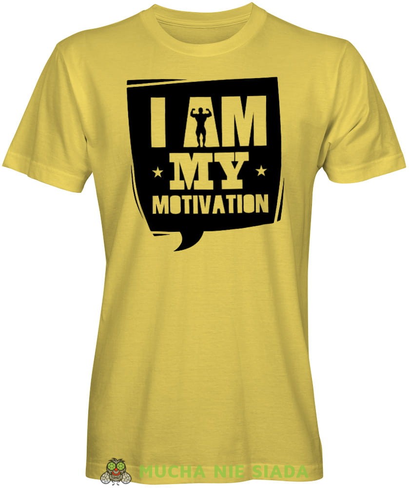 I am my motivation, żółta koszulka na siłownię, męska koszulka, koszulka sportowa, crossfit, gym, na siłownię.jpg