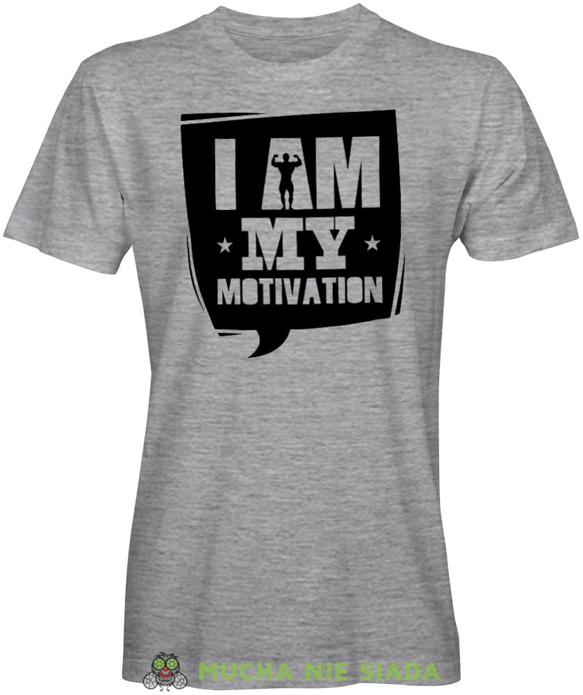 I am my motivation, szara koszulka na siłownię, męska koszulka, koszulka sportowa, crossfit, gym, na siłownię.jpg