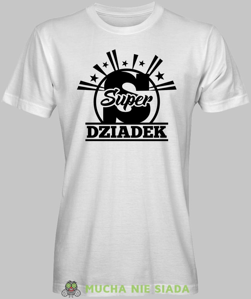S jak Super dziadek, biała  koszulka męska dla dziadka, na urodziny, na dzień dziadka, na prezent dla dziadka, dla dziadka, koszulka dla dziadka, mucha nie siada, mns sklep.jpg