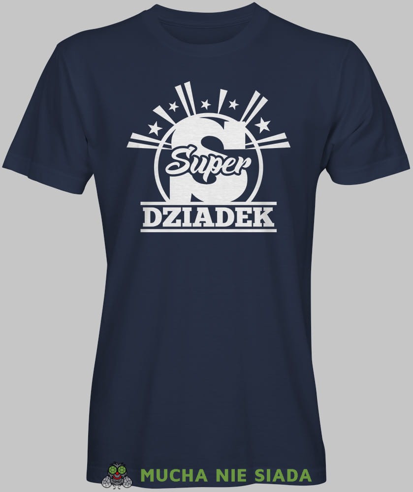 S jak Super dziadek , granatowa koszulka męska dla dziadka, na urodziny, na dzień dziadka, na prezent dla dziadka, dla dziadka, koszulka dla dziadka, mucha nie siada, mns sklep.jpg