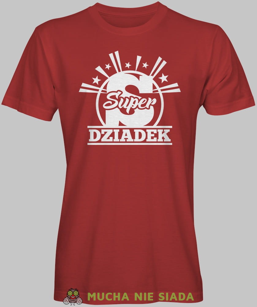 S jak Super dziadek , cerwona koszulka męska dla dziadka, na urodziny, na dzień dziadka, na prezent dla dziadka, dla dziadka, koszulka dla dziadka, mucha nie siada, mns sklep.jpg
