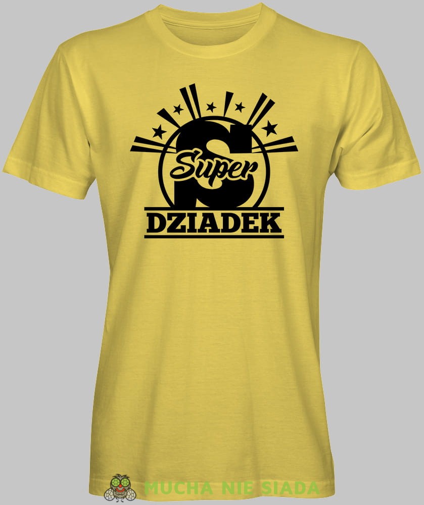 S jak Super dziadek , żółta koszulka męska dla dziadka, na urodziny, na dzień dziadka, na prezent dla dziadka, dla dziadka, koszulka dla dziadka, mucha nie siada, mns sklep.jpg