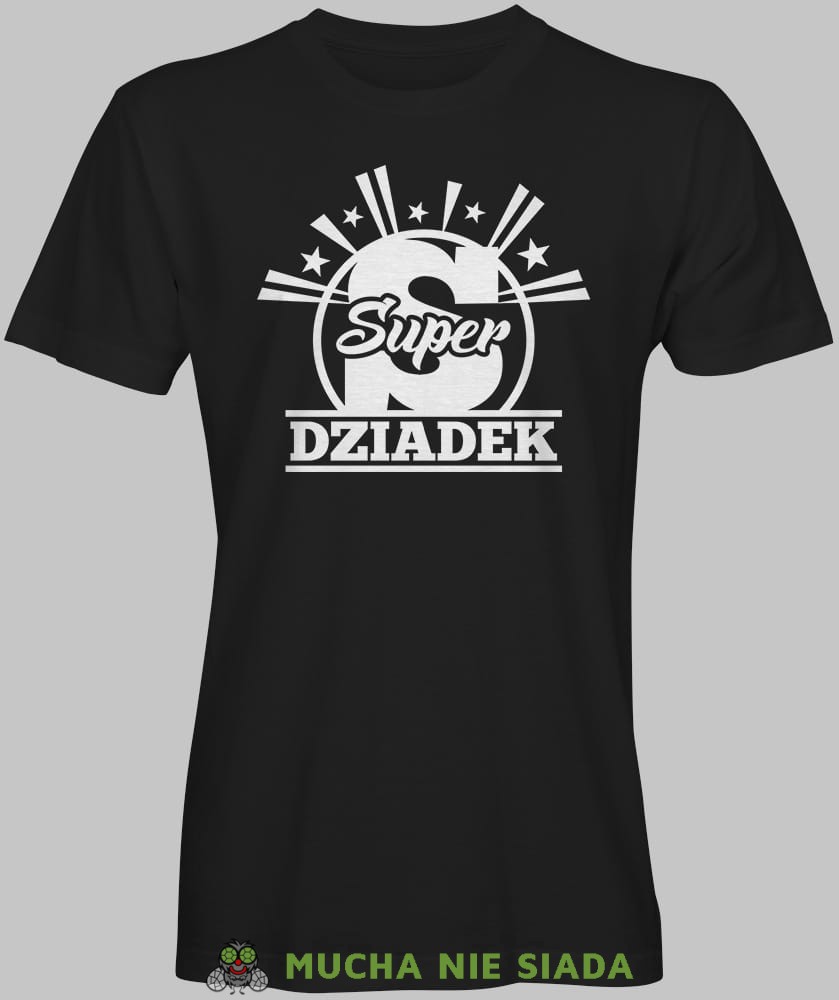 S jak Super dziadek, czarna koszulka męska dla dziadka, na urodziny, na dzień dziadka, na prezent dla dziadka, dla dziadka, koszulka dla dziadka, mucha nie siada, mns sklep.jpg