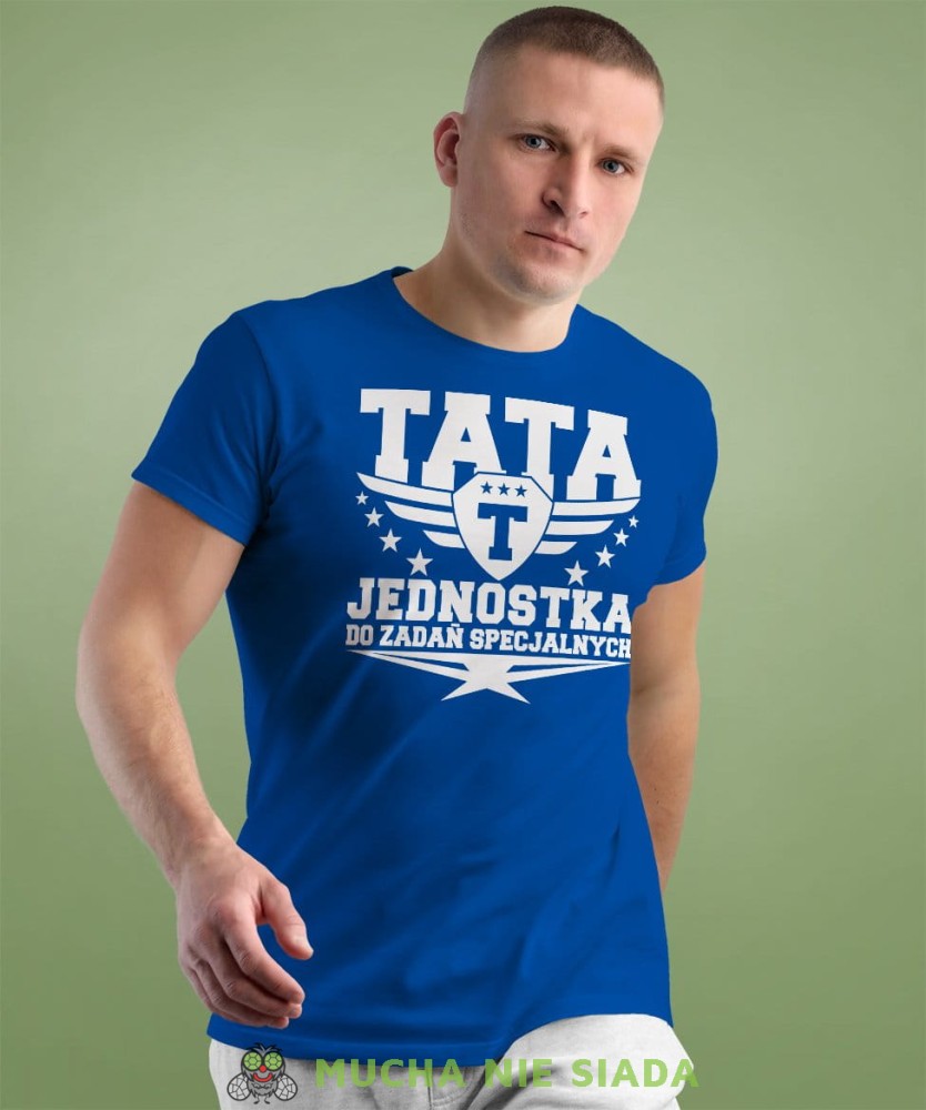 Tata jednostka do zadań specjalnych - koszulka dla taty na dzień ojca lub urodziny niebieska