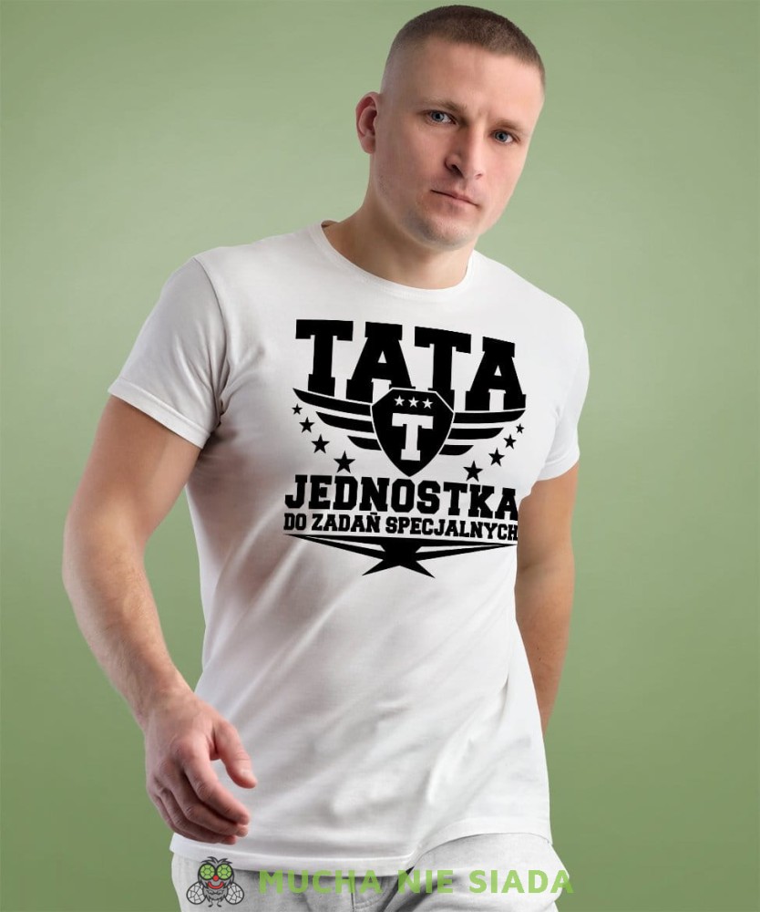Tata jednostka do zadań specjalnych - koszulka dla taty na dzień ojca lub urodziny biała