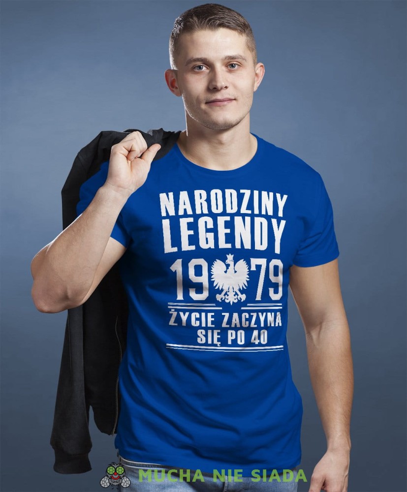 Narodziny legendy życie zaczyna się po 20, 30, 40, 50, 60, 70 ... Koszulka urodzinowa niebieska