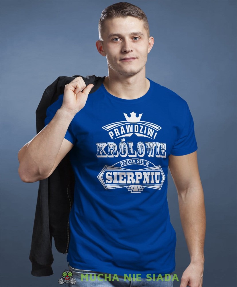 Prawdziwi królowie rodzą się... Męska koszulka urodzinowa niebieska