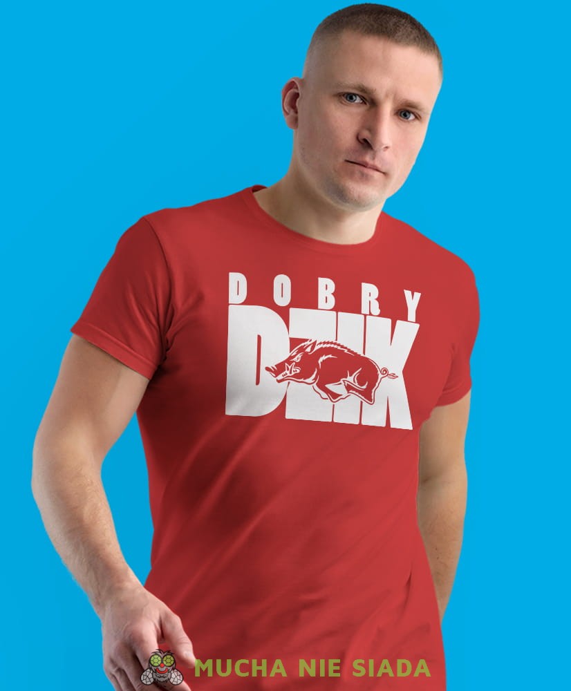 dobry dzik, czerwona koszulka na siłownię, męska koszulka, koszulka sportowa, na sport, gym, na siłownię.jpg