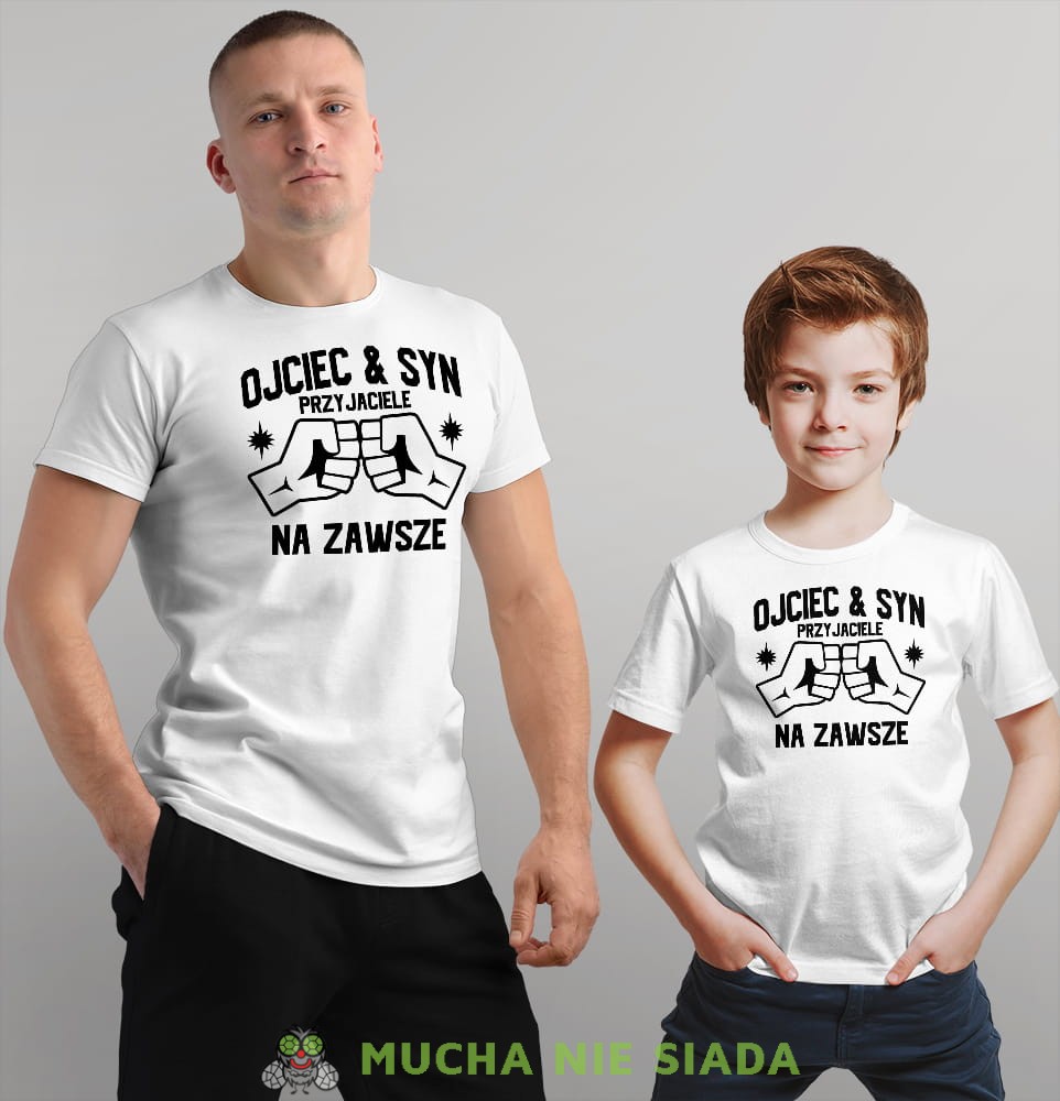 ojciec i syn przyjaciele na zawsze piąstki białe koszulki dla taty i syna.jpg