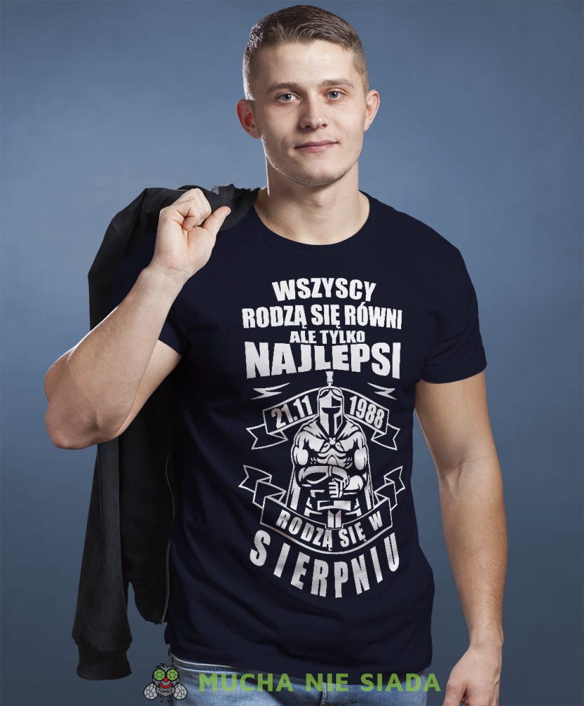 Wszyscy rodzą się równi ale tylko najlepsi rodzą się w... koszulka urodzinowa granatowa