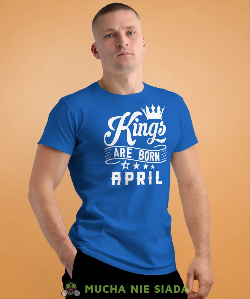 kings are born in... męska niebieska koszulka urodzinowa na urodziny.jpg