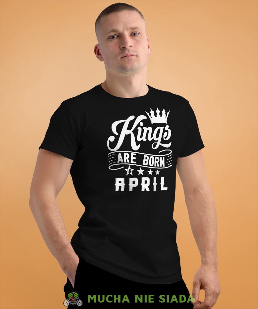 kings are born in... męska czarna koszulka urodzinowa na urodziny.jpg