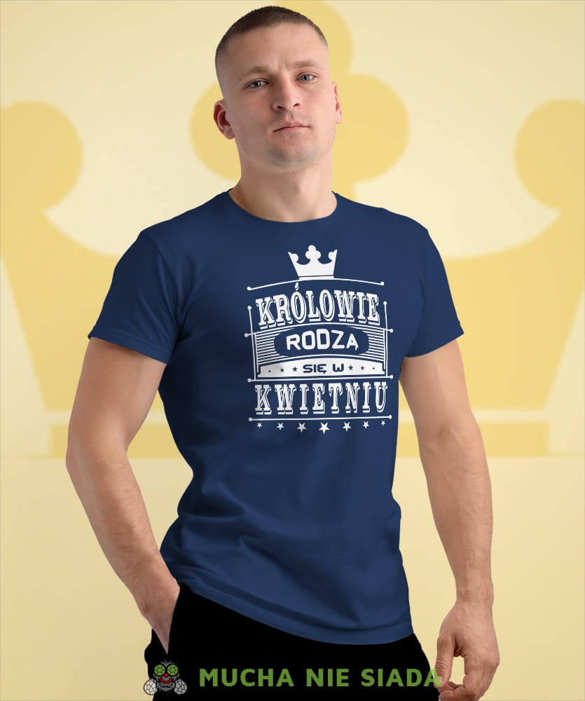 królowie rodzą się w... męska granatowa koszulka urodzinowa na urodzina.jpg