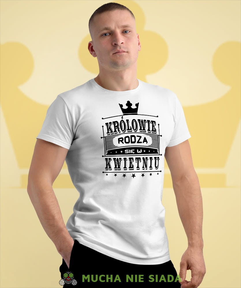 królowie rodzą się w... męska biała koszulka urodzinowa na urodzina.jpg