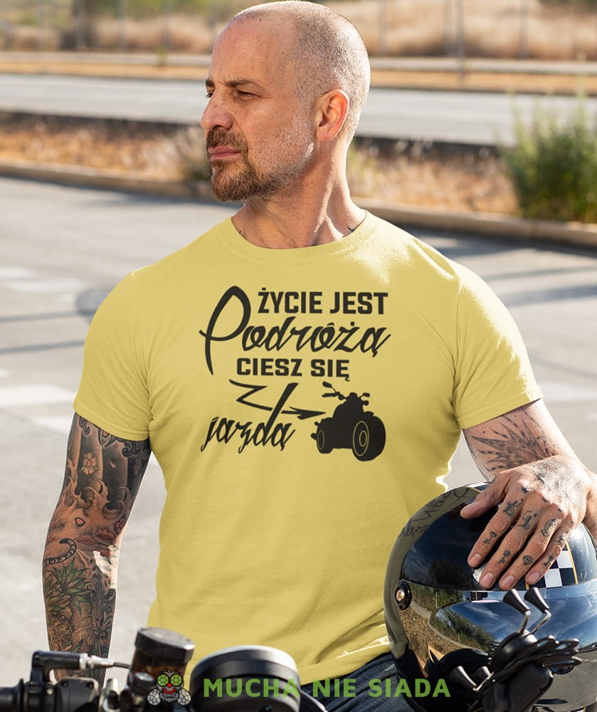 życie jest podróżą ciesz się jazdą żółta koszulka motocyklowa motocykl motocyklista.jpg