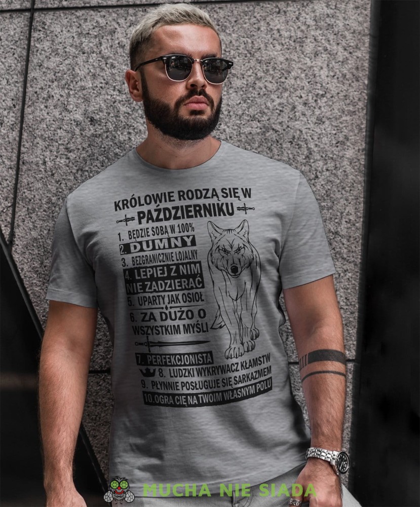 Królowie rodzą się w.... szara koszulka urodzinowa Wilk