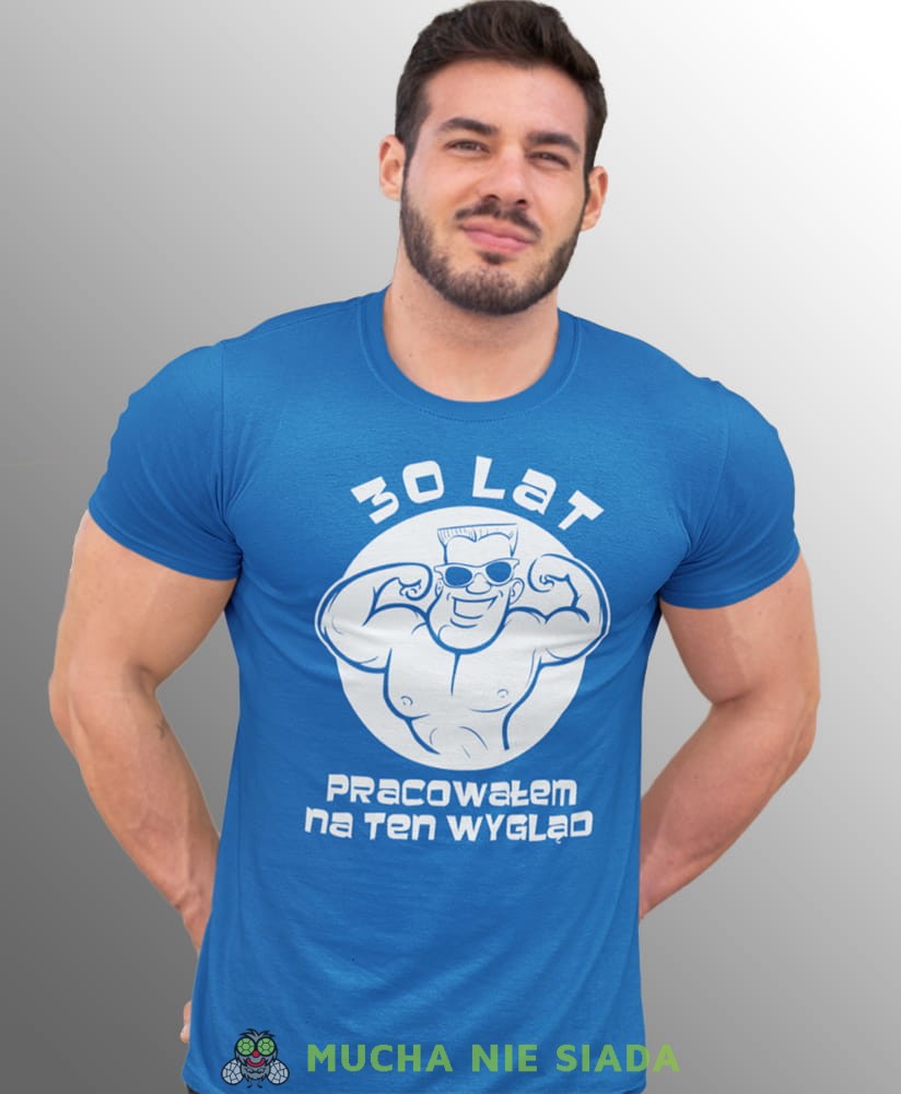 30; 40; 50; 60 lat pracowałem na ten wygląd męska niebieska koszulka urodzinowa na urodziny z nadrukiem.jpg