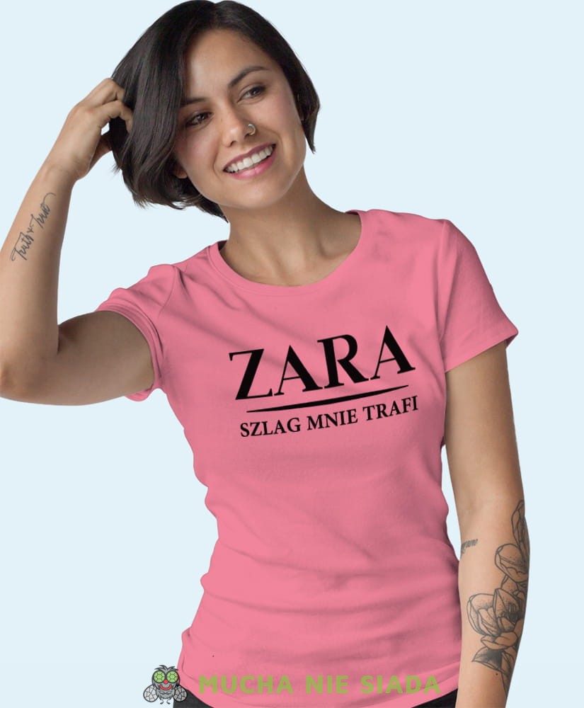 zara szlag mnie trafi różowa damska koszulka z nadrukiem na prezent dla dziewczyny.jpg