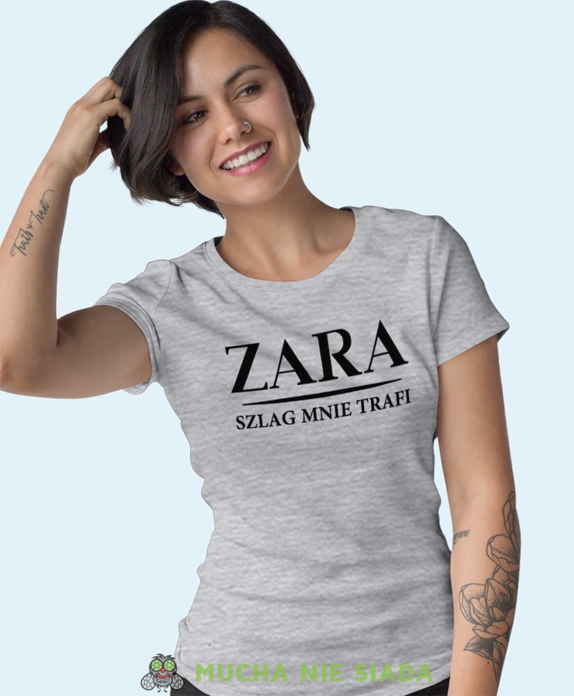 zara szlag mnie trafi szara damska koszulka z nadrukiem na prezent dla dziewczyny.jpg