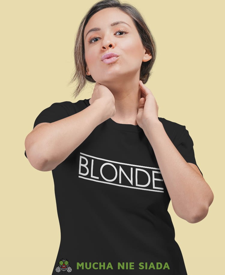 blonde czarna damska koszulka z nadrukiem na prezent dla dziewczyny.jpg