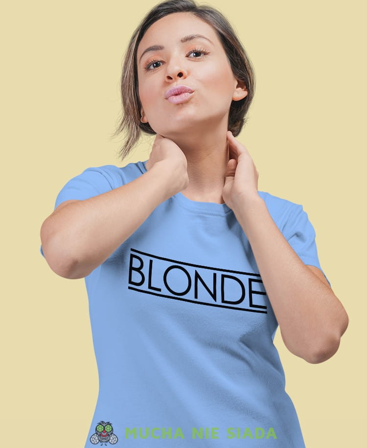 blonde jasnoniebieska damska koszulka z nadrukiem na prezent dla dziewczyny.jpg