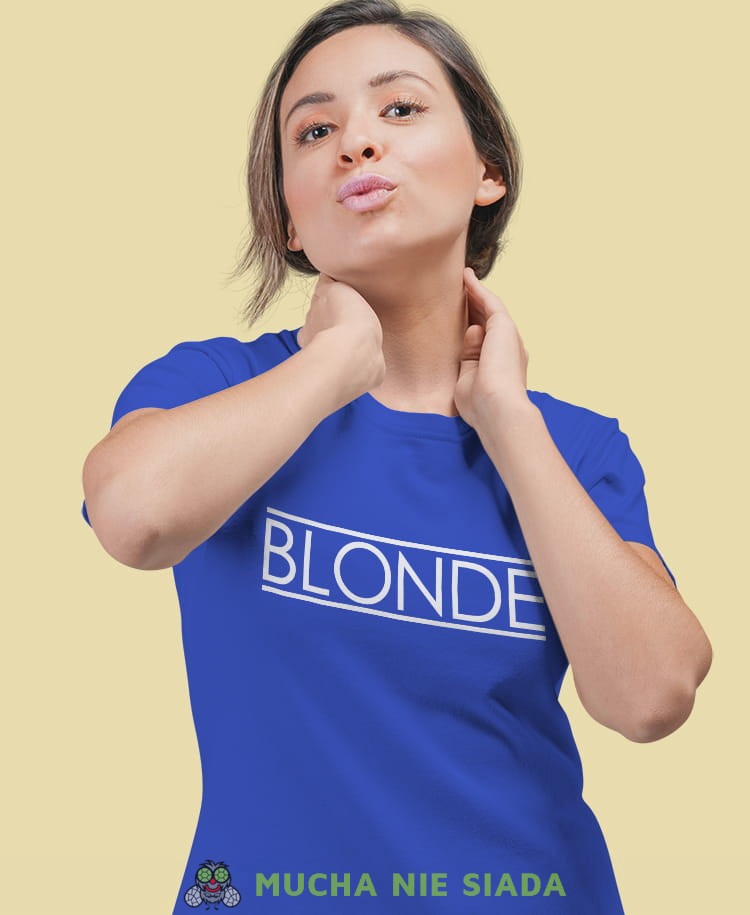 blonde niebieska damska koszulka z nadrukiem na prezent dla dziewczyny.jpg