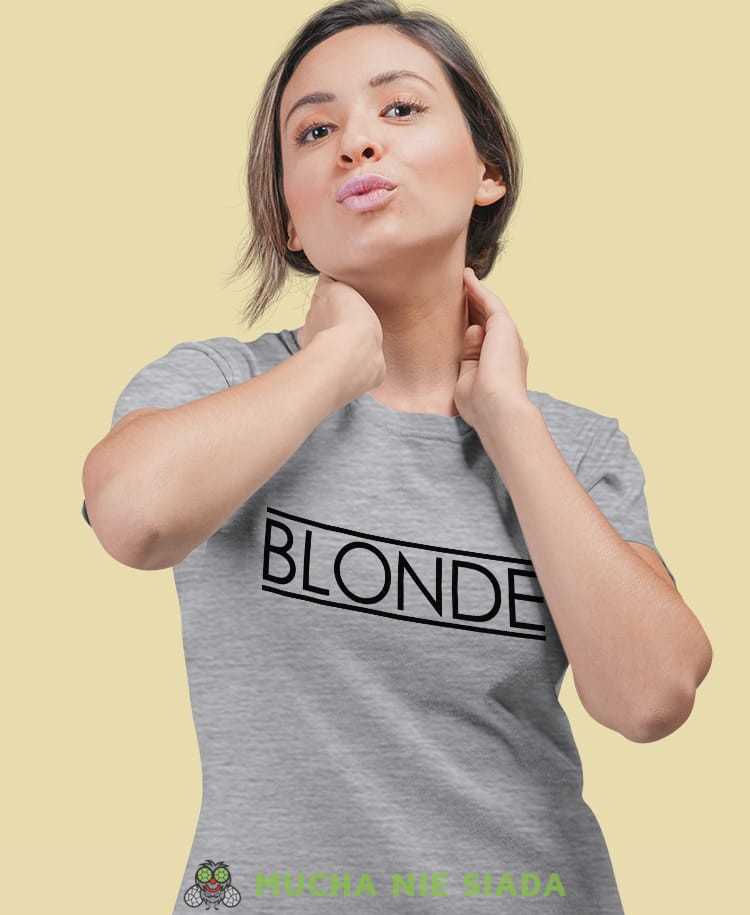 blonde szara damska koszulka z nadrukiem na prezent dla dziewczyny.jpg