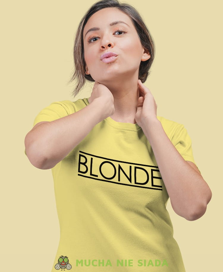 blonde żółta damska koszulka z nadrukiem na prezent dla dziewczyny.jpg