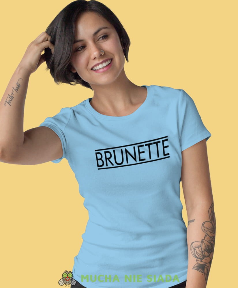 brunette jasnoniebieska damska koszulka z nadrukiem na prezent dla dziewczyny.jpg