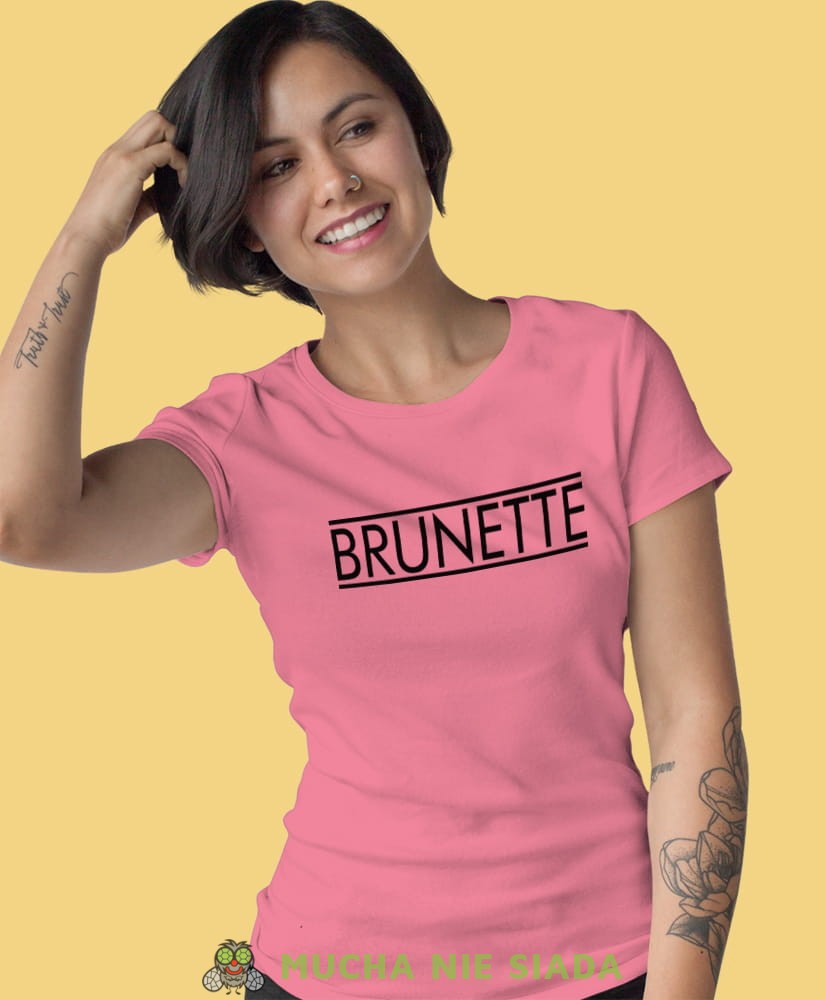brunette różowa damska koszulka z nadrukiem na prezent dla dziewczyny.jpg