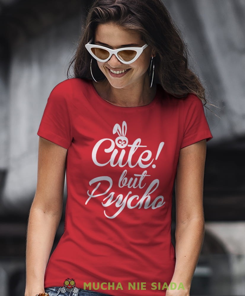 cute but psycho czerwona damska koszulka z nadrukiem na prezent dla dziewczyny dla żony.jpg