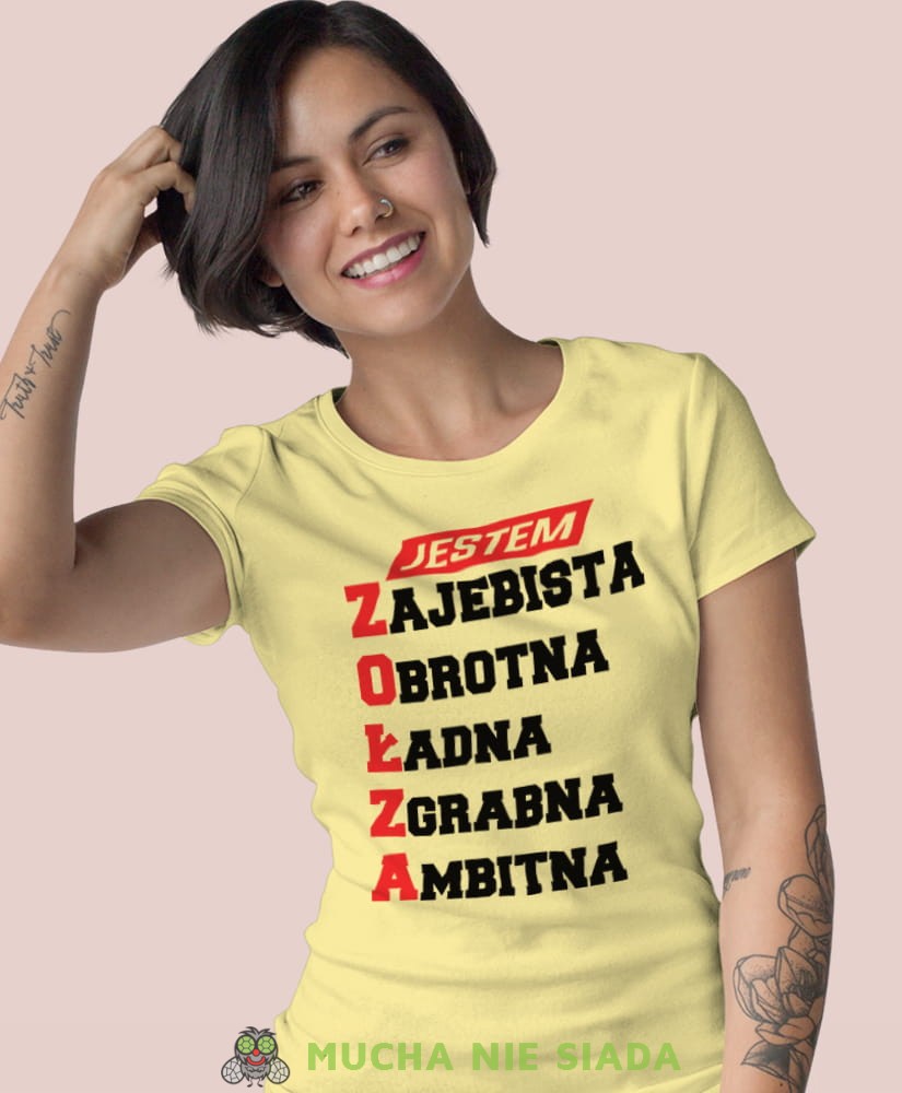 jestem zajebista obrotna ładna zgabna ambitna zołza żółta koszulka z nadrukiem na prezent dla dziewczyny dla żony.jpg