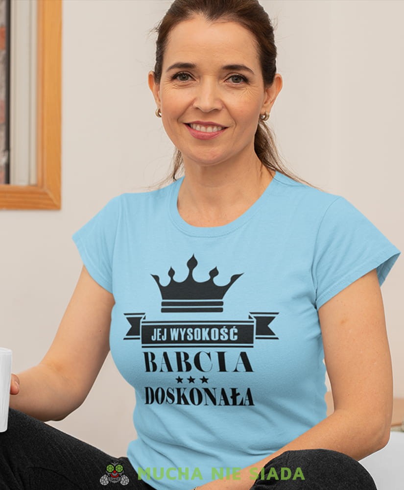 jej wysokość babcia doskonała jasnoniebieska damska koszulka dla babci z nadrukiem babcia.jpg