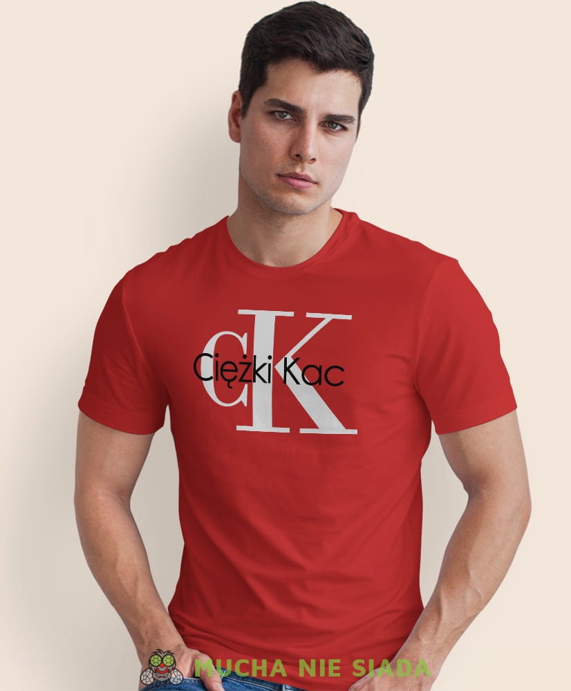 ciężki kac, czerwona męska koszulka z nadrukiem, na co dzień, na prezent, fajna koszulka, dla chłopaka.jpg
