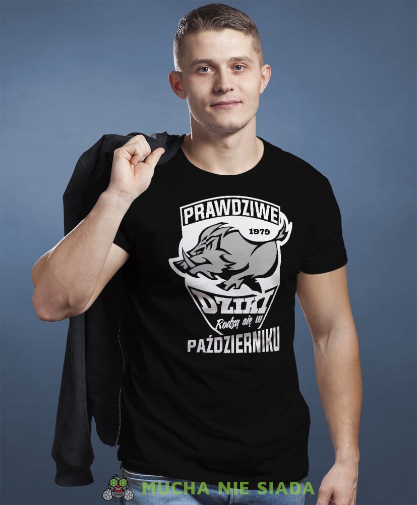 Prawdziwe dziki rodzą się w...  czarna koszulka urodzinowa