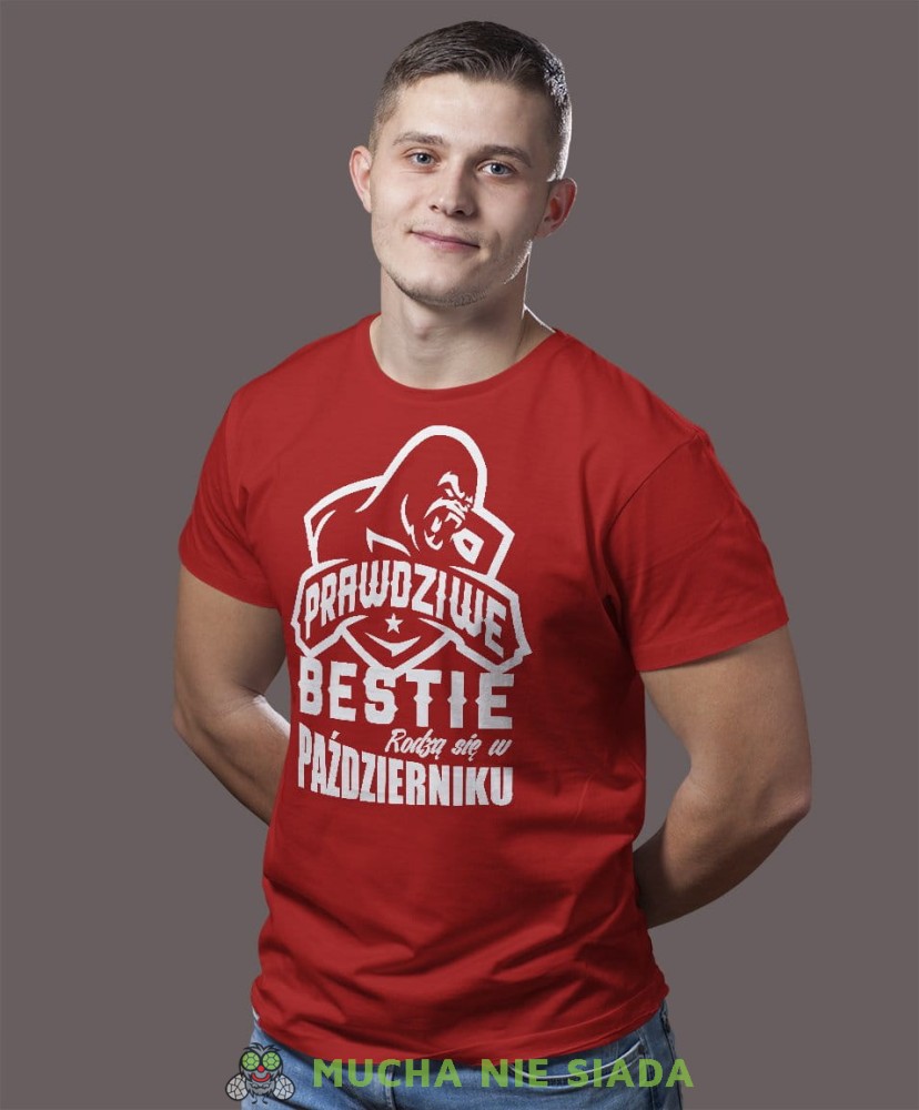 Prawdziwi bestie rodzą się w...  czerwona koszulka urodzinowa