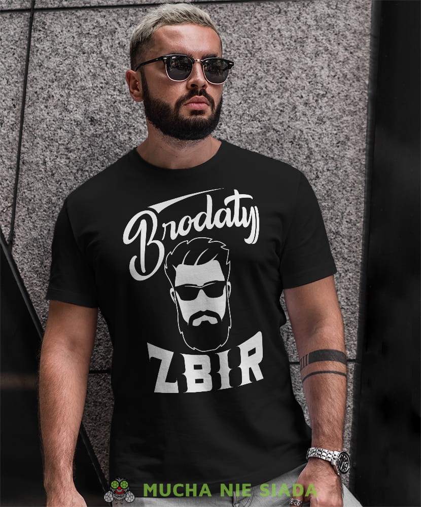 brodaty zbir czarna męska koszulka prawdziwy mężczyzna prezent.jpg