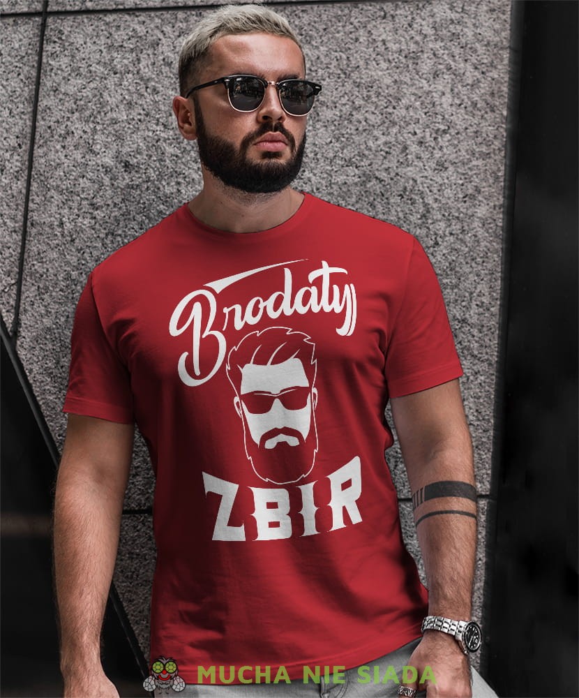 brodaty zbir czerwona męska koszulka prawdziwy mężczyzna prezent.jpg